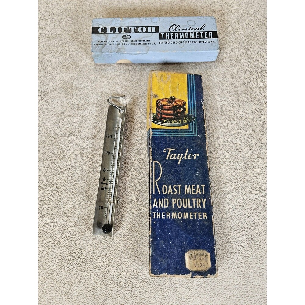 Vintage Lot of 3 Thermometers Meat and Poultry, Clinical, and Industrial Tube